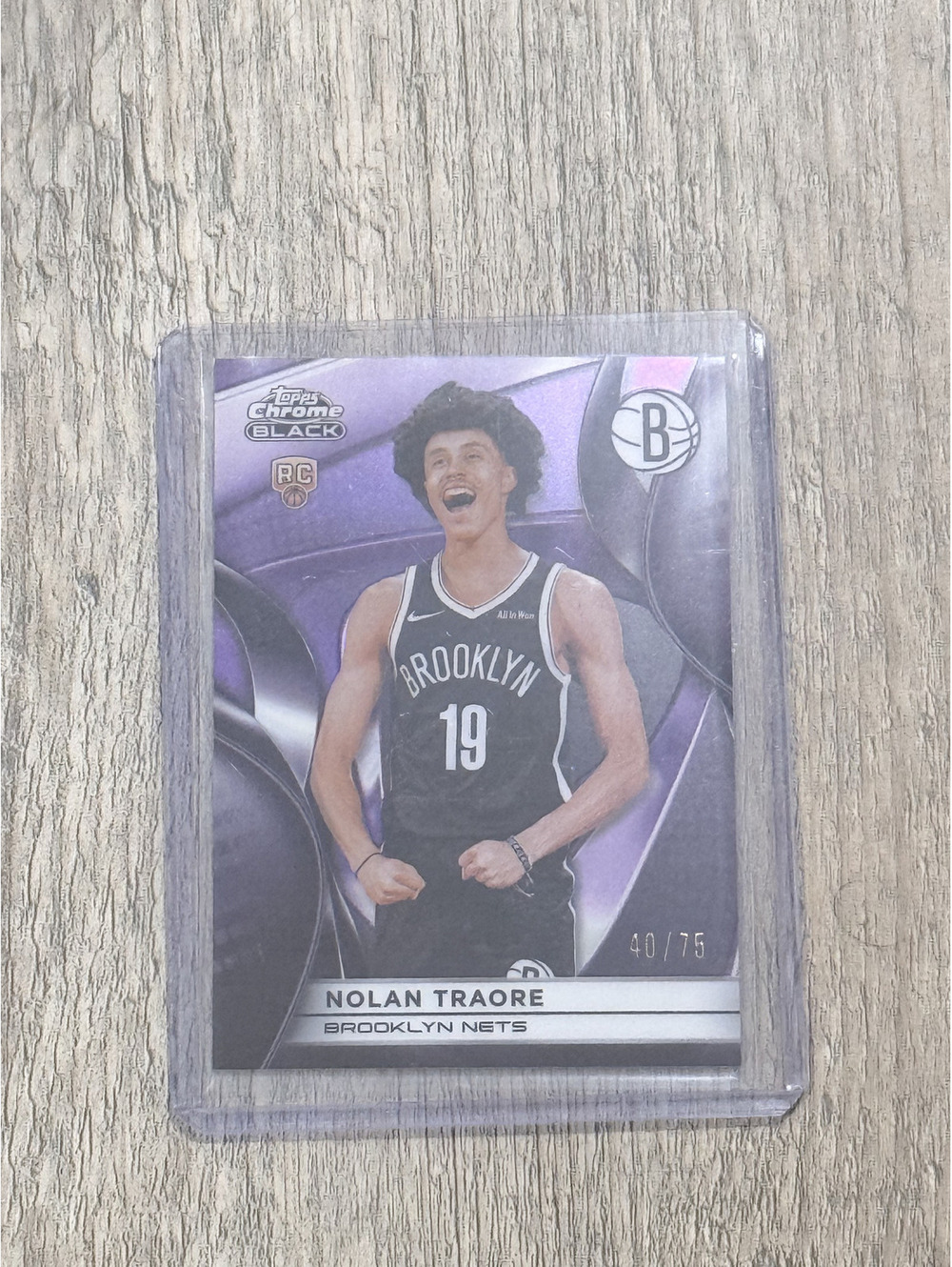 2025-26 Topps Chrome Black Nolan Traore Purple Refractor RC /75 #40/75 Nets